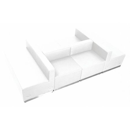 FLASH FURNITURE 6 pcs. Living Room Set, 25-1/4" to 51" x 27", Upholstery Color: White ZB-803-650-SET-WH-GG
