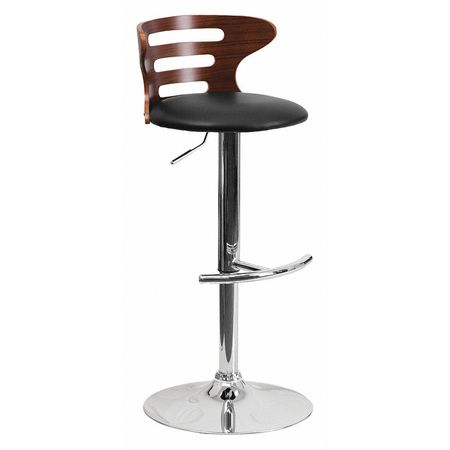 Flash Furniture Wood Barstool, Walnut, Cutout Bk, Black, Seat Height Range: 24" to 32" SD-2019-WAL-GG