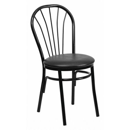 FLASH FURNITURE Dining Chair, 20"L34-1/2"H, HerculesSeries XU-698B-BLKV-GG