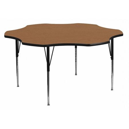 FLASH FURNITURE Flower Activity Table, 60" X 60" X 30.125", Laminate Top, Wood Grain XU-A60-FLR-OAK-T-A-GG