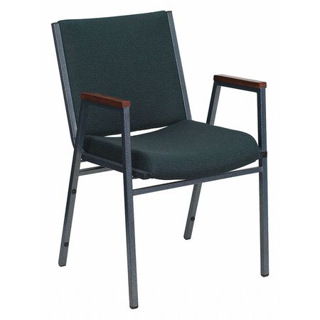 FLASH FURNITURE Fabric Stack Chair w/Arms, Green XU-60154-GN-GG