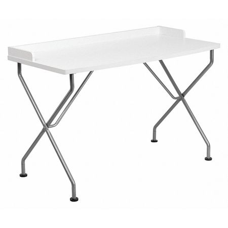 Flash Furniture Computer Desk, 23-1/4" D, Silver, Table Top: White, Laminate NAN-JN-2116-WH-GG