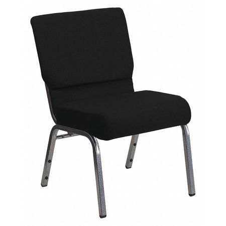 FLASH FURNITURE 21''W Black Fabric Stacking Church Chair XU-CH0221-BK-SV-GG