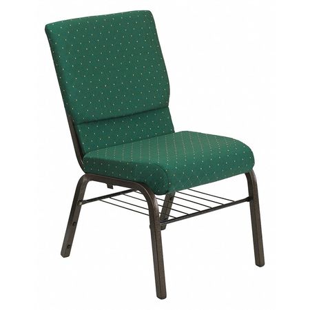 FLASH FURNITURE Fabric Church Chair w/Book Rack, Green XU-CH-60096-GN-BAS-GG