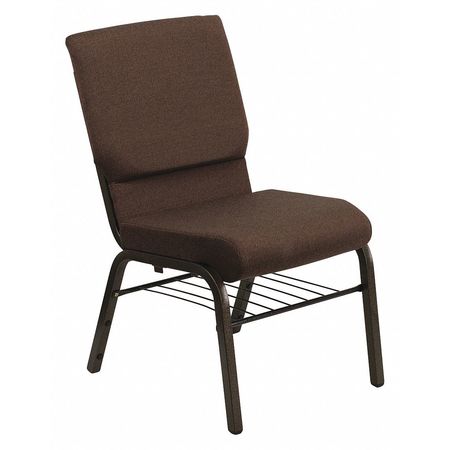 Flash Furniture Fabric Church Chair w/Book Rack, Brown XU-CH-60096-BN-BAS-GG