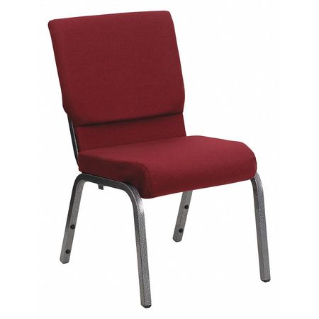 FLASH FURNITURE Fabric Church Chair, Silver Frame, Brgundy XU-CH-60096-BY-SILV-GG