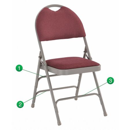 FLASH FURNITURE Fabric Fldng Chair, Easy-Carry Hndl, Brgnd HA-MC705AF-3-BY-GG
