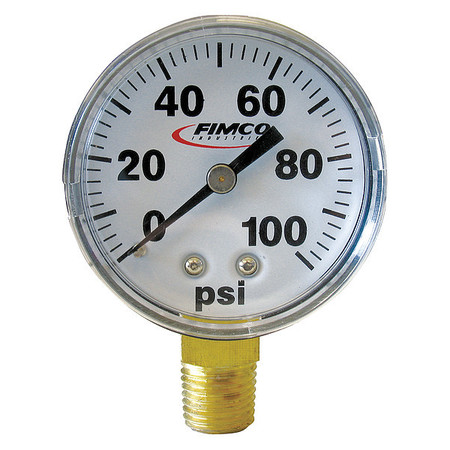 FIMCO Dry Bottom Mnt Pressure Gauge, 100PSI, 2" 7771804