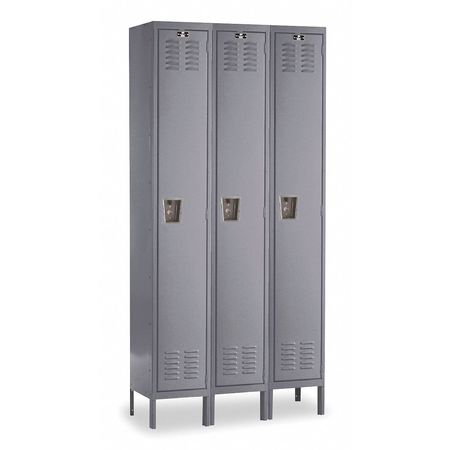 HALLOWELL Wardrobe Locker, 45 in W, 15 in D, 78 in H, (1) Tier, (3) Wide, Dark Gray U3558-1HG