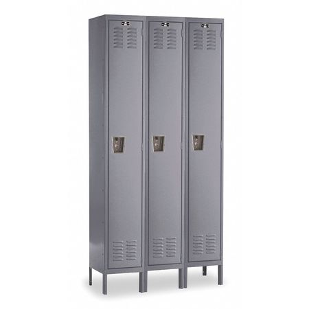 HALLOWELL Wardrobe Locker, 36 in W, 15 in D, 66 in H, (1) Tier, (3) Wide, Dark Gray U3256-1HG