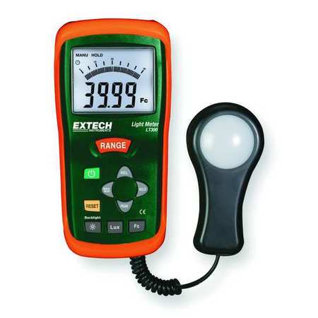 Extech Light Meter, 0 To 40K Fc, 0 To 400K Lux LT300
