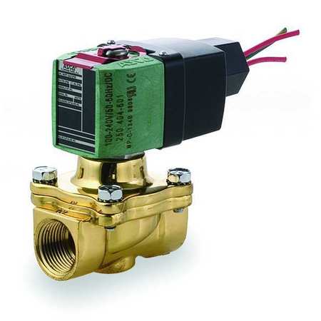 REDHAT 100 to 240V AC/DC Brass Solenoid Valve, Normally Closed, 2 in Pipe Size 8210P100