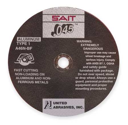 UNITED ABRASIVES/SAIT SAIT 23314 A46N Aluminum Cut-Off Wheels (Type 1/Type 41 Flat) 4-1/2" x .045" x 7/8" 23314