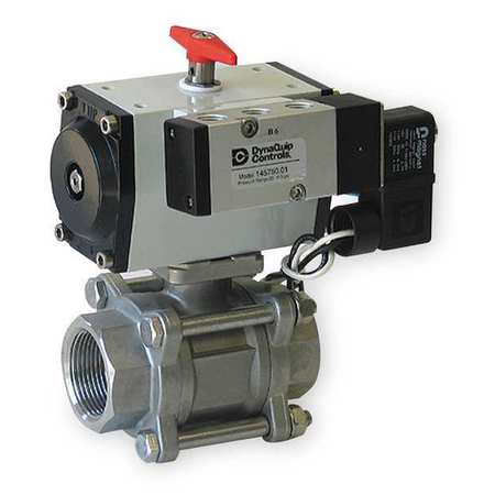 DYNAQUIP CONTROLS 3/8" FNPT Stainless Steel Pneumatic Ball Valve Inline P3S22AJDA032A