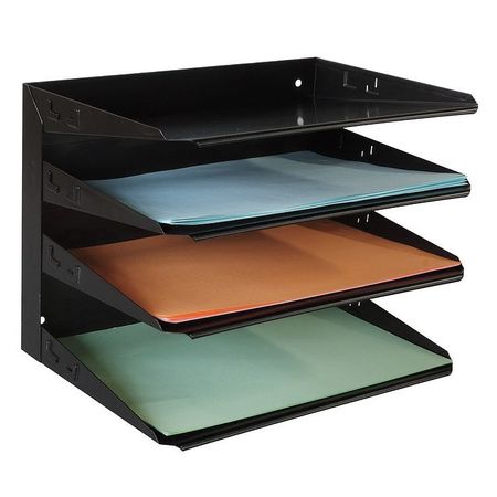 Zoro Select Desk Organizer, Letter, 4 Compartment, Blk 1AYF2