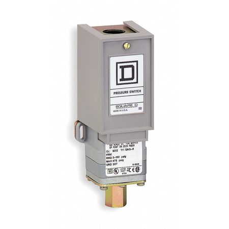 TELEMECANIQUE SENSORS Pressure Switch, (1) Port, 1/4-18 MNPT, SPDT, 1.5 to 75 psi, Standard Action 9012GNG4Z