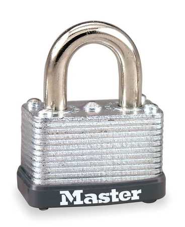 Master Lock Padlock, Keyed Different, Standard Shackle, Rectangular Steel Body, Steel Shackle, 9/16 in W 22