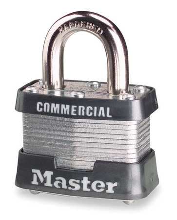 Master Lock Padlock, Keyed Alike, Standard Shackle, Rectangular Steel Body, Steel Shackle, 5/8 in W 3KA-3252