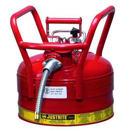 JUSTRITE 2 1/2 gal Red Steel Type II Safety Can Flammables 7325130