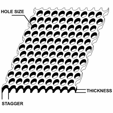 ZORO SELECT 0.036" Thick x 0.125" Hole x 0.1875" Stagger Carbon Steel Perforated Sheet A36 Round Hole 13529_12_24