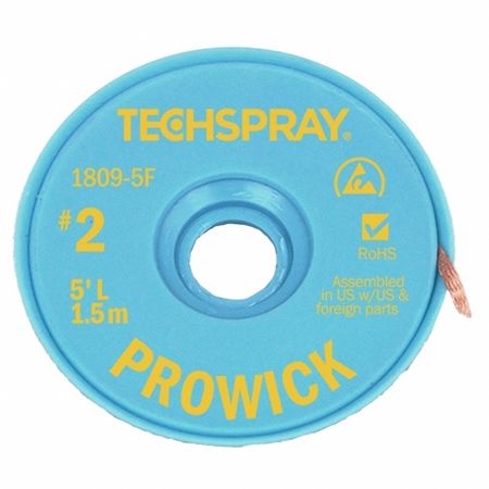 Techspray Pro Wick Yellow #2 Braid - AS, Length: 5 ft 1809-5F