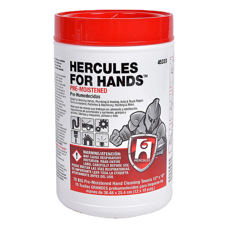 Hercules Hercules® 12 in. x 10 in. Multi-Purpose Jobsite Wipes, Dispenser Tub of 70 Towels 45333