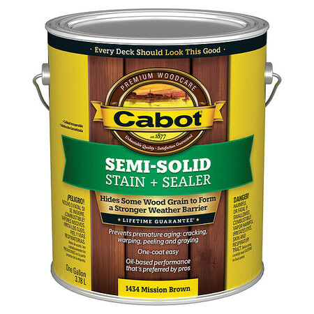 Cabot Semi Solid Stain, Mission Brown, Flat, 1gal 140.0001434.007