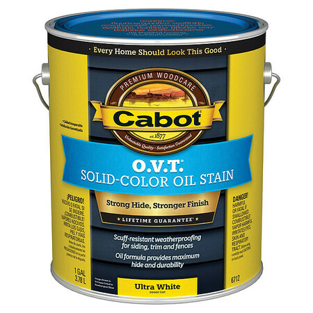Cabot Solid Oil Stain, Ultra White, Flat, 1gal 140.0006712.007