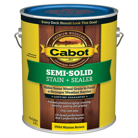 Cabot Stain, Mission Brown, Semi-Solid Flat, 1gal 140.0017434.007