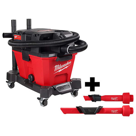 Milwaukee Tool M18 6 Gallon Wet/Dry Vac + 2 Attachments 0910-20, 49-90-2028, 49-90-2023