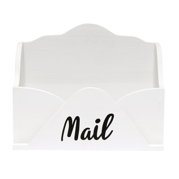 Elegant Designs Homewood Farmhouse Wooden Decorative Envelope Shaped Desktop Letter Holder White