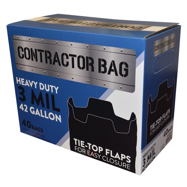 Do it 42 Gal Flap Tie Contractor Black Trash Bags, 20 ct