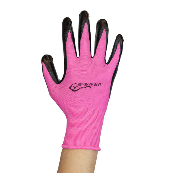 Safe Handler Nitrile Firm Grip Work Gloves, OSFM, Pink (12-Pack