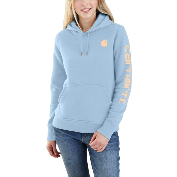 carhartt Womens Relaxed Fit Midweight Logo Sleeve graphic Sweatshirt,  Magenta Agate Heather