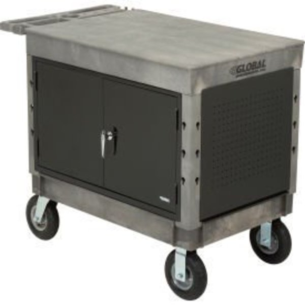 2 Shelf Utility Black Cart with Large Pneumatic Wheels