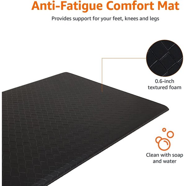 Global Industrial MobilePro Anti Fatigue Mat 3/4 Thick 2' x 1.5' Black