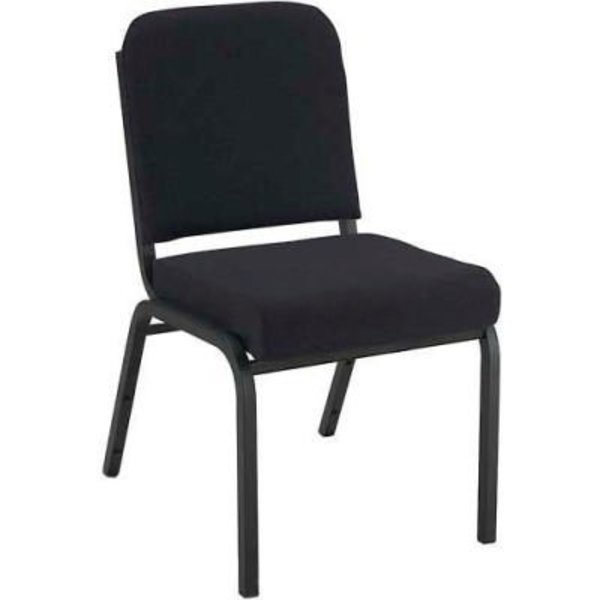 KFI Stacking Chair with Front Roll - Armless - 2 Brown Fabric/Black Steel  Frame