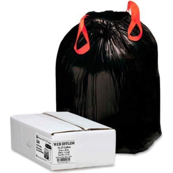 Sp Richards Bulk Outdoor Drawstring Trash Bags - Black, 33 Gallon, 1.2 Mil,  150 Bags/Box WBI1DTL150