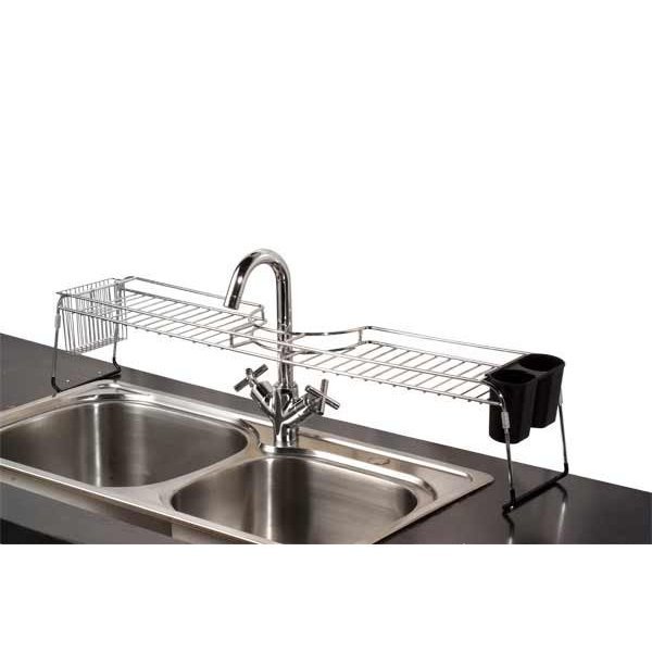 Home Basics Chrome Plated Steel Faucet Spacer Over the Sink Shelf with  Cutlery Holder SS41025