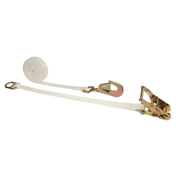 Us Cargo Control 1 x 15' White Tent Ratchet Strap w/ Twisted Snap