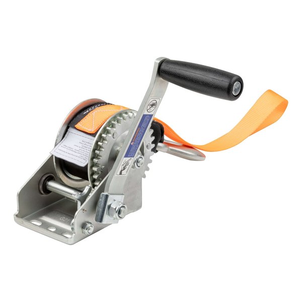 Curt Hand Crank Winch with 15 Strap Bow Loop 900 lbs 65 Handle 25002