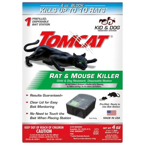 Disposable Rat and Mouse Killer, 4 oz Bait, 1 -Opening, Plastic, Black/Clear