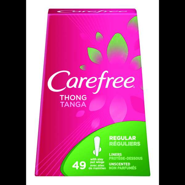 CAREFREE Thong Regular With Stay Put Wings Unscented Pantiliners