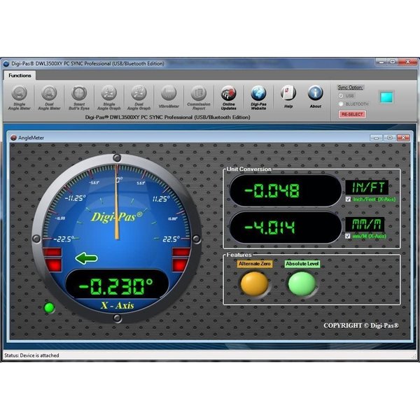 アカツキ　精密デジタル水準器　振動計内臓型　DWL-3500XY（PCソフトウェア別売） - 1