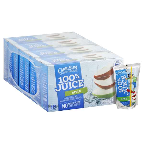 Capri Sun 100% Juice, Apple 10 ea, Juice Boxes