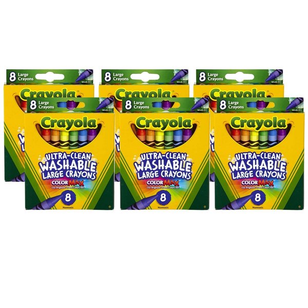 Crayola Ultra-Clean Washable Crayons, Large Size, 8 Colors Per Set, 48PK  3280