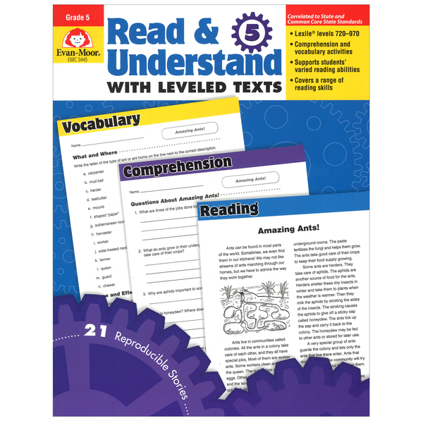 Leveled　Zoro　Publishers　Understand　Read　3445　with　Grade　Texts　Book,　Teachers　Edition,　Evan-Moor　Educational
