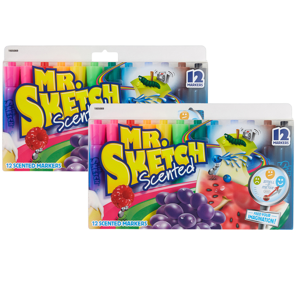 Mr. Sketch Scented Markers, Chisel Tip, Assorted Colors, PK24