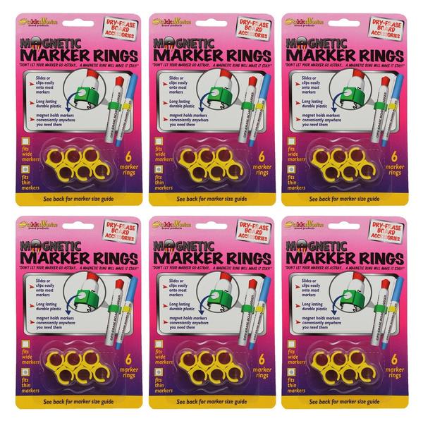 Magnetic Marker Rings: Fits Thin Barrel Markers, 6 Pack by The Stikkiworks:  White Board Eraser & Accessories