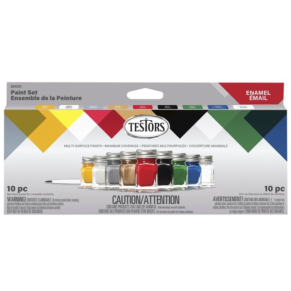 Testors Assorted Solvent-Based Paint Set Exterior and Interior 0.25 oz  281231